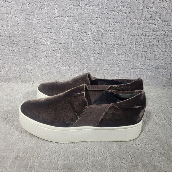 Vince Warren Womens Size 7M Brown Low Top Velvet Slip On Platform Sneaker Shoes - Picture 6 of 11